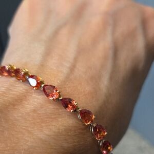 14k Gold Orange Topaz Tennis Bracelet